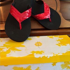 Yellow Box Sandy Red Sequin Flip Flops